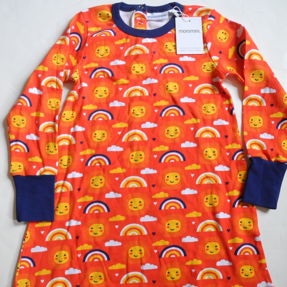 Mormomini sweden rainbow sunshine 100% organic cotton dress 104 110 4 5 NWT